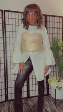 Load image into Gallery viewer, Metallic, Metal Foil Coated Knit Sweetheart Tube Top: GOLD