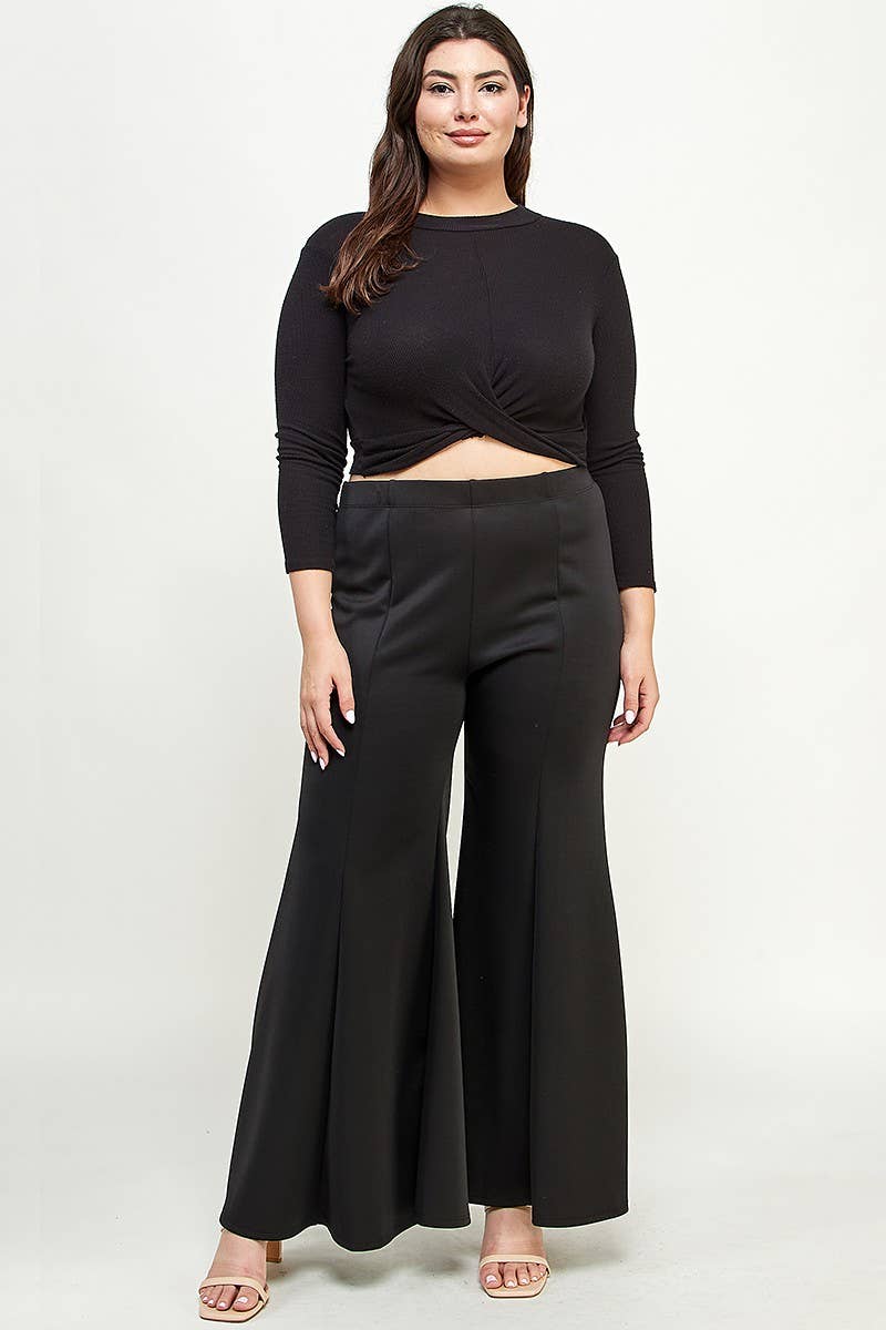 Midnight, Wide Leg Seam Front Plus Size Palazzo Pants – Stylish LeNese  Boutique