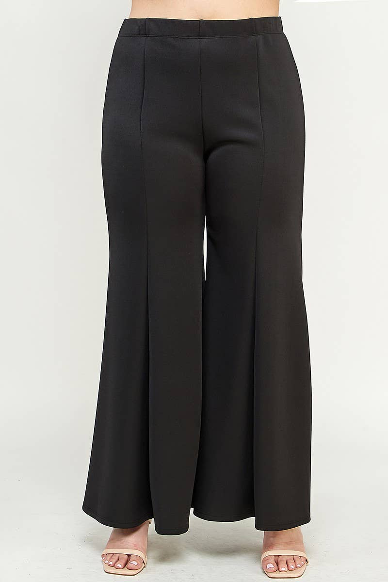 Midnight, Wide Leg Seam Front Plus Size Palazzo Pants Stylish LeNese Boutique Midnight, Wide Leg Seam Front Plus Size Palazzo Pants Stylish LeNese Boutique