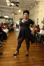 Load image into Gallery viewer, Short Sleeve Stretch V-neck Asymmetrical Hem Tunic, Plus