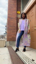 Load image into Gallery viewer, Victory, Open Front Vintage African Print Pleated Long Cardigan Jacket