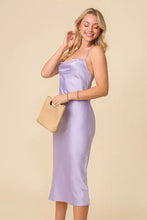 Load image into Gallery viewer, Lilac, Cowl Neck Midi Satin Slip Dress