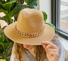 Load image into Gallery viewer, Cuban Summer Straw Hat with Chain Trim