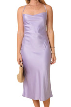 Load image into Gallery viewer, Lilac, Cowl Neck Midi Satin Slip Dress