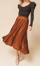 Load image into Gallery viewer, Bronze Metallic Pleated Midi Skirt