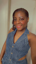 Load image into Gallery viewer, Denim Sleeveless Cut Out Button Front Dress