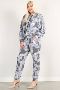 Tie Dye Plus Size Hoodie and Jogger Pant Set