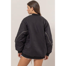 Load image into Gallery viewer, Puffer Bomber Jacket with Sleeve Zipper Detail