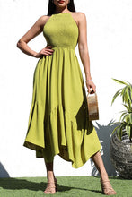 Load image into Gallery viewer, Carolina, Sleeveless Smocked Front Asymmetrical Hem Midi Dress