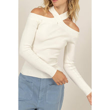 Load image into Gallery viewer, Ribbed Knit Halter Off the Shoulder Sweater