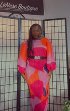 Load image into Gallery viewer, Colorful Puff Sleeve Pleated Maxi Dress