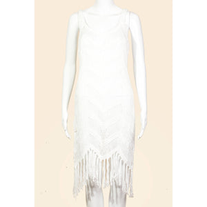 Aurora, V-Neck Crochet Fringe Cover Up Dress