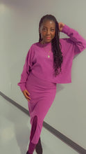 Load image into Gallery viewer, Asymmetric Hem Top &amp; Rib Knit Skirt 2 Piece Set