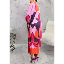 Load image into Gallery viewer, Colorful Puff Sleeve Pleated Maxi Dress