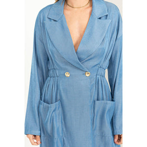 Double Button Light Weight Blazer Jacket Dress