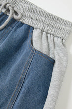 Load image into Gallery viewer, Hoodie Jacket and Barrel Pants Mix Media Denim and Sweat Set