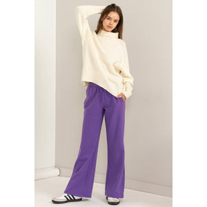 Weekend Chill, Mid Rise Drawstring Wide leg Sweat Pant