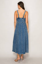 Load image into Gallery viewer, Zip Front Sweet Heart Neck Denim Dress