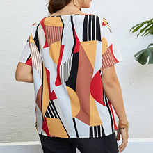 Load image into Gallery viewer, Crew Neck  Keyhole Short Sleeve Blouse, Plus