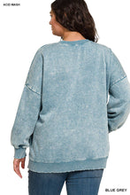 Load image into Gallery viewer, Acid Wash Fleece Hi-low Hem Pullover with Drawstring Pants Set, Plus