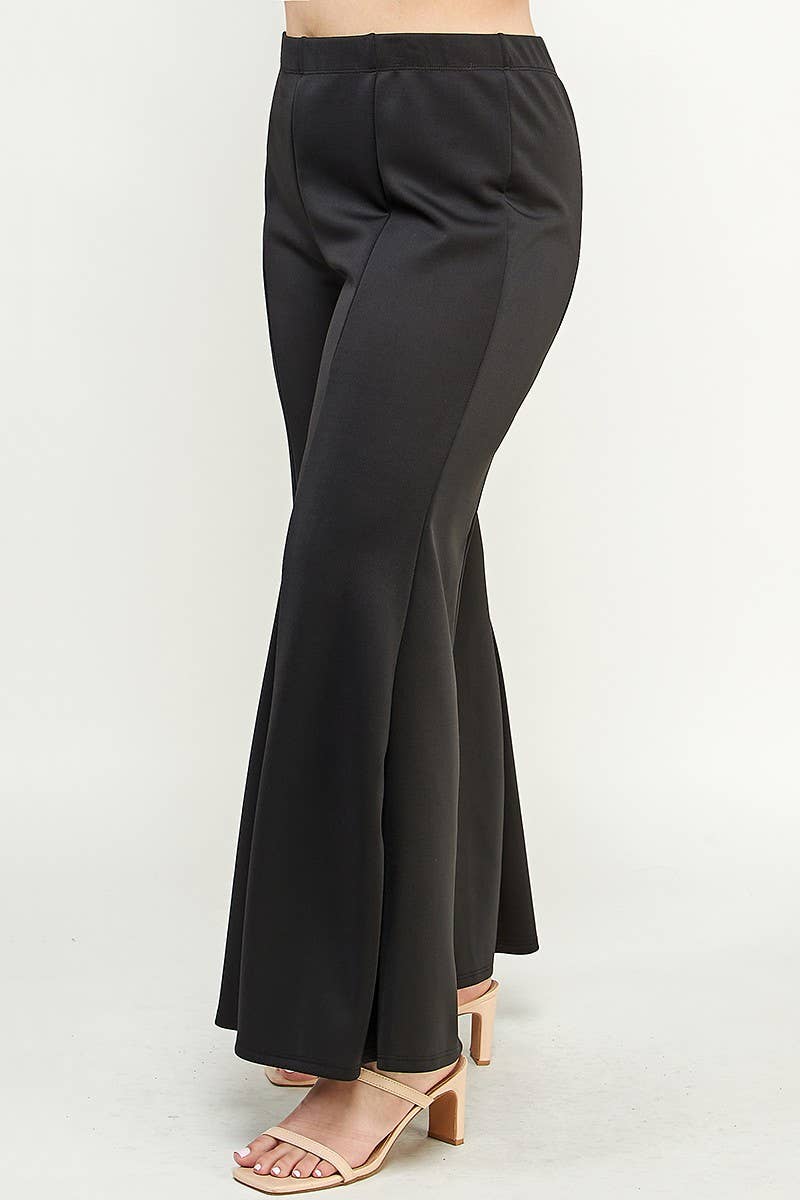 Midnight, Wide Leg Seam Front Plus Size Palazzo Pants 3X