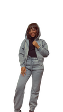 Load image into Gallery viewer, Acid Wash Fleece Cropped Zip-up Hoodie and Sweat Pant Set