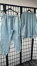 Load image into Gallery viewer, Acid Wash Fleece Hi-low Hem Pullover with Drawstring Pants Set, Plus