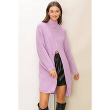 Load image into Gallery viewer, Lavender, Mock Neck Long Sleeve Tunic Sweater with Front Slit