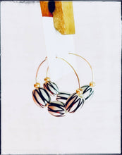 Load image into Gallery viewer, Black &amp; White Glass Hoop Bead Dangle Earring Watermelon Bead