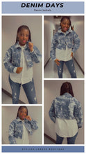 Load image into Gallery viewer, Distressed Jacquard Denim Cropped Jacket