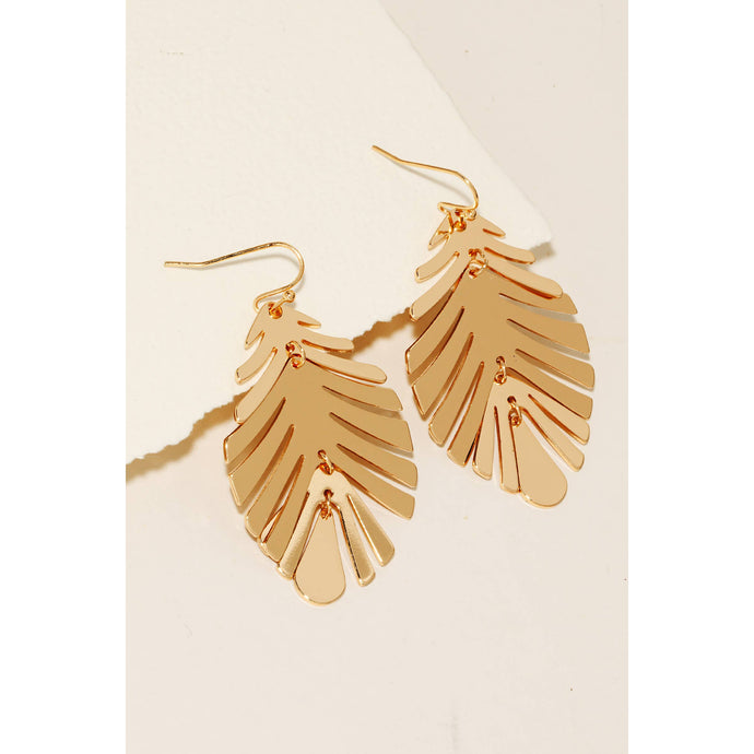 Glossy Metallic Monstera Leaf Dangle Earrings