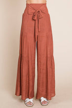 Load image into Gallery viewer, Crinkle Tie Front Smocked Waist  Wide Leg Pants