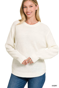 Crew Neck Round Hem Sweater