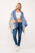 Load image into Gallery viewer, Ana Striped Tassel Wrap Poncho Ruana: Melon