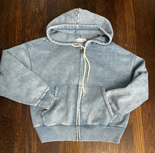 Load image into Gallery viewer, Acid Wash Fleece Cropped Zip-up Hoodie and Sweat Pant Set