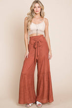 Load image into Gallery viewer, Crinkle Tie Front Smocked Waist  Wide Leg Pants