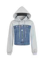 Load image into Gallery viewer, Hoodie Jacket and Barrel Pants Mix Media Denim and Sweat Set
