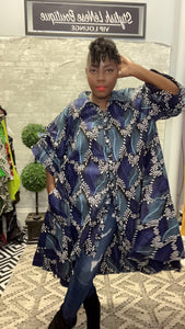 Ankara Asymmetrical Hem Dress or Jacket w/ pockets