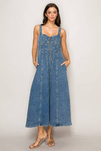 Load image into Gallery viewer, Zip Front Sweet Heart Neck Denim Dress