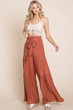 Load image into Gallery viewer, Crinkle Tie Front Smocked Waist  Wide Leg Pants