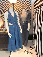 Load image into Gallery viewer, Denim Sleeveless Cut Out Button Front Dress