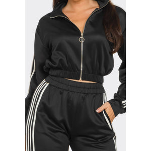 Active Track Suit Pant and Jacket Set, Black