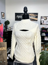 Load image into Gallery viewer, Cable Knitted Long Sleeve Sweater w/ Cut Out Chest Detail