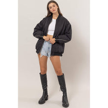 Load image into Gallery viewer, Puffer Bomber Jacket with Sleeve Zipper Detail