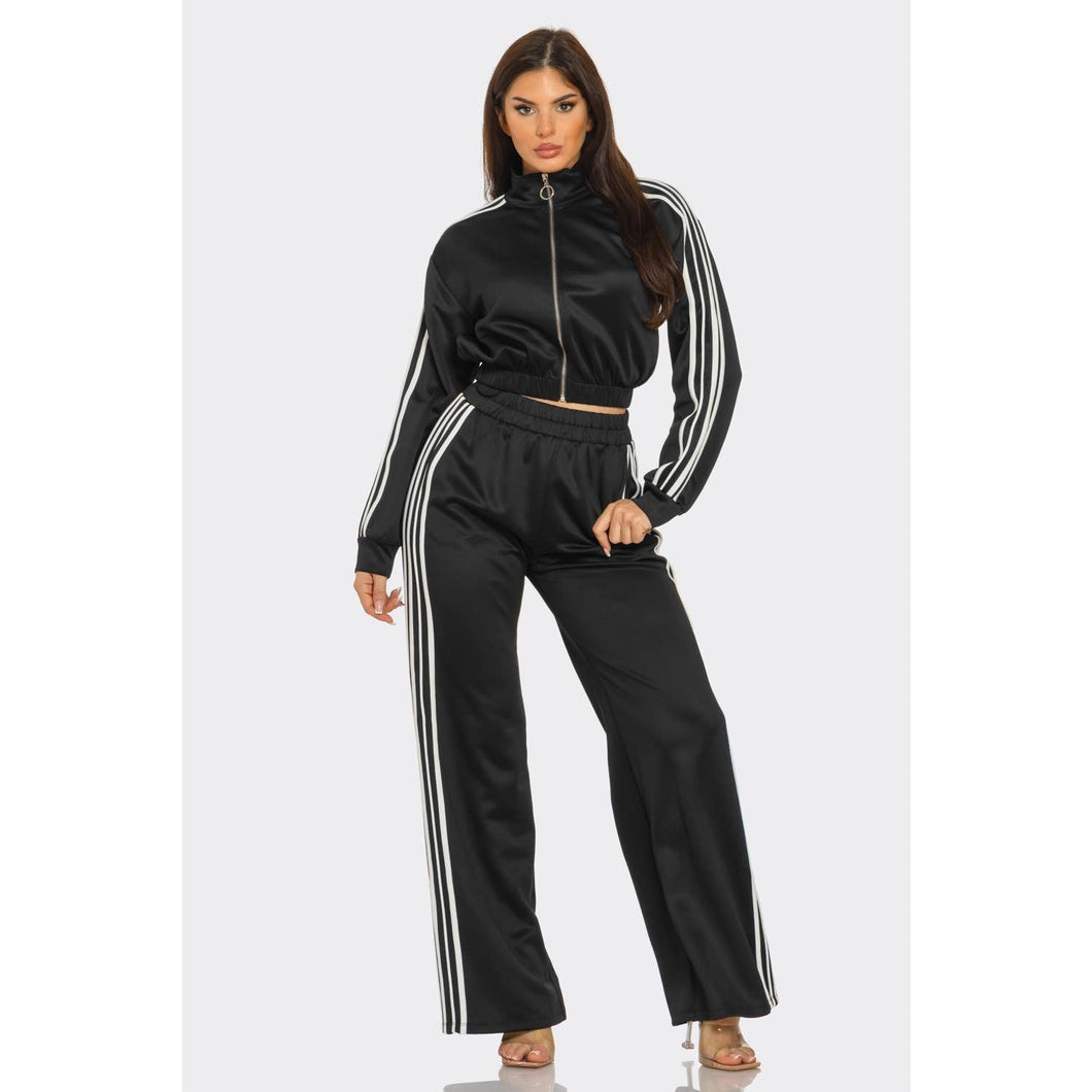 Active Track Suit Pant and Jacket Set, Black