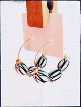 Load image into Gallery viewer, Black &amp; White Glass Hoop Bead Dangle Earring Watermelon Bead