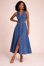 Load image into Gallery viewer, Denim Sleeveless Cut Out Button Front Dress