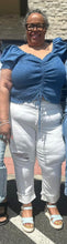 Load image into Gallery viewer, Chambray Smocked Ruched Top - Plus