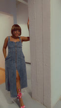 Load image into Gallery viewer, Zip Front Sweet Heart Neck Denim Dress