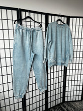 Load image into Gallery viewer, Acid Wash Fleece Hi-low Hem Pullover with Drawstring Pants Set, Plus